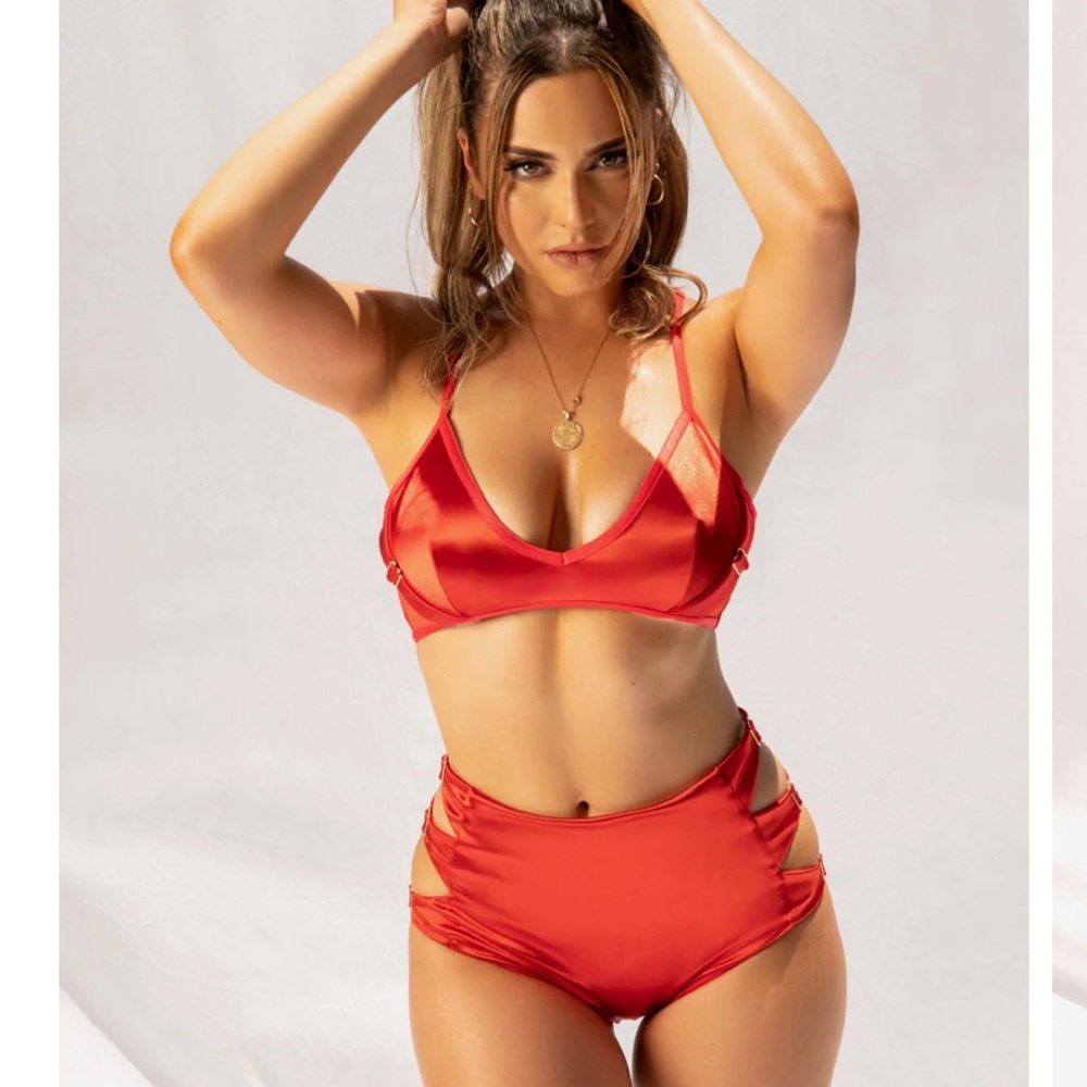 Aphrodiate red set. Bra and high waist underwear.
